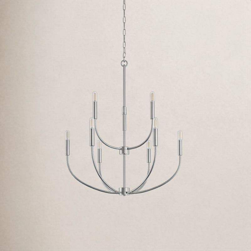 Kendrey 9-Light Chandelier, Nickel brossé