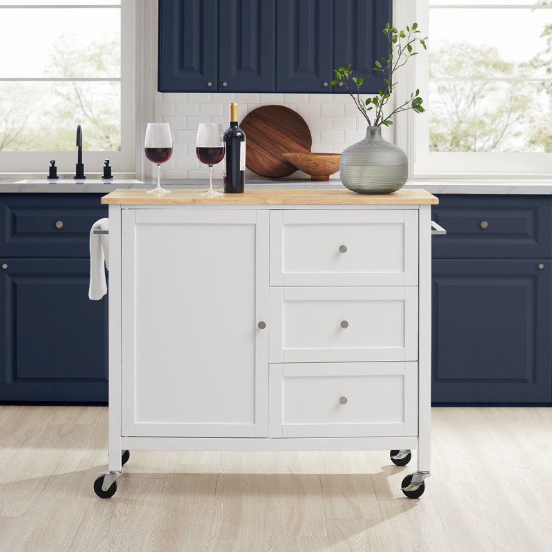 Brunon Kitchen Island, Natural Wood