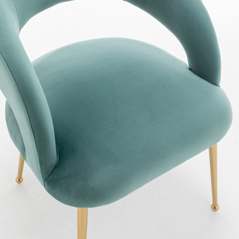 Chaise avec accoudoirs en velours Lokelani, Vert, 6