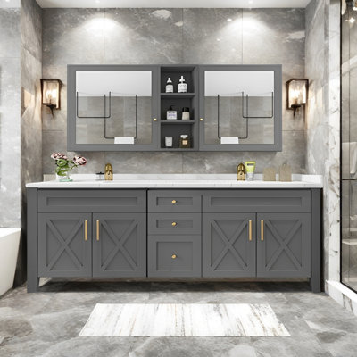 American style solid wood bathroom cabinet