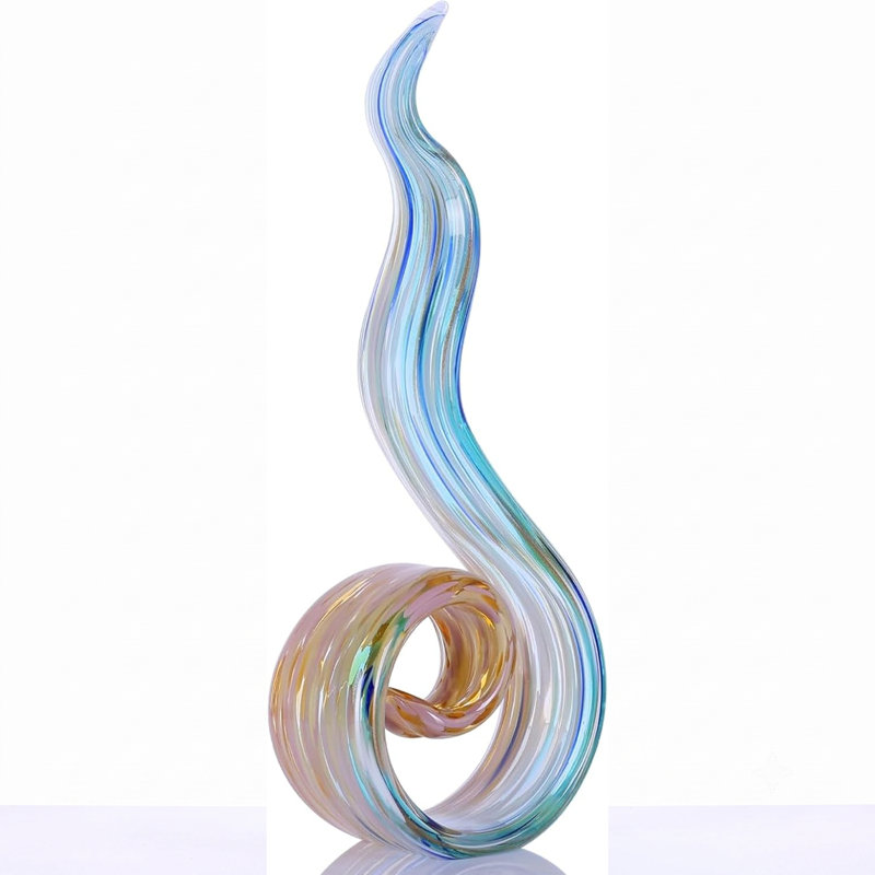 Sculpture flamme de verre, Bleu clair