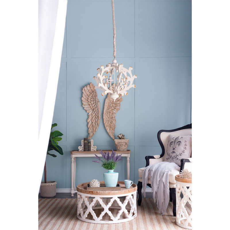 Lustre en bois de haute qualité à 6 lumières, luminaire suspendu, ampoule non incluse