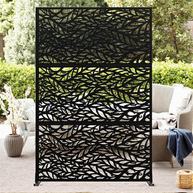 47" L X 72" H Metal Outdoor Privacy Screens & Panels For Patio Balcony, Black