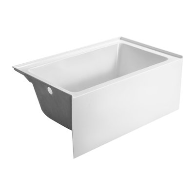 Alcove Bathtub, 48" x 30" Contemporary Alcove Acrylic Bathtub, Soaking Bath Tub with Left Hand Drain and Overflow Hole, Large Rectangular Deep Soak Tub for Bathroom with Integral Flange, White