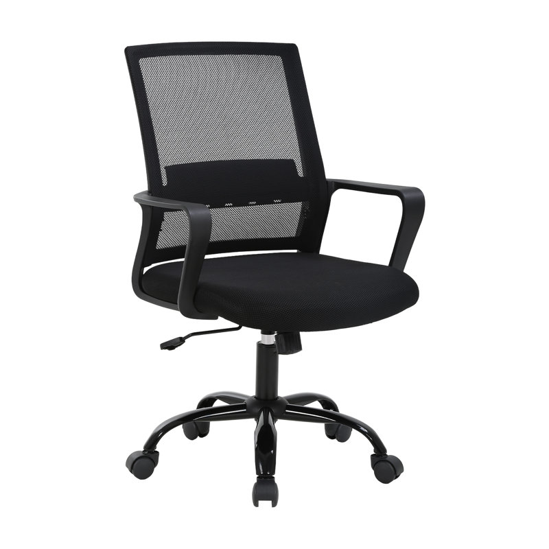 Chaise de bureau ergonomique Chaise de bureau ergonomique confortable en maille à dossier moyen Fauteuil de direction pivotant et pivotant à hauteur réglable avec accoudoir lombaire pour le bureau, rose