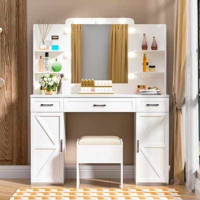 Bureau de coiffeuse 45,3 "avec miroir et lumières