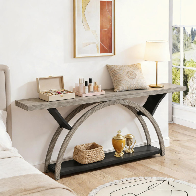 Table d'appoint à 2 niveaux, table de vestibule, table console