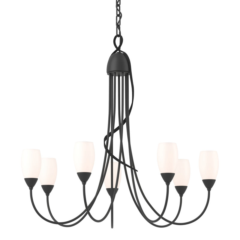 Flora 7 - Light Shaded Classic/Traditional Chandelier, Black