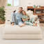 Canapé-lit de 53 po surdimensionné pour chaise longue sans os, mousse très épaisse avec coussins, porte-gobelets et poches latérales, fauteuil de lecture sans assemblage, beige
