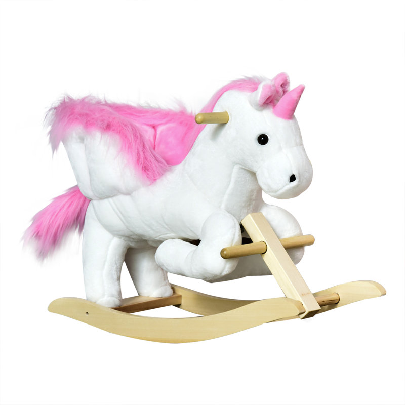 Cheval à bascule pour bébé, licorne en peluche avec sons, ceinture de sécurité