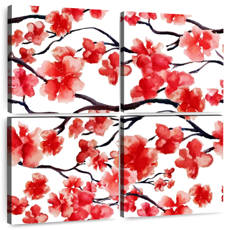Harnek Red Cherry Blossom, 18" H x 18" W