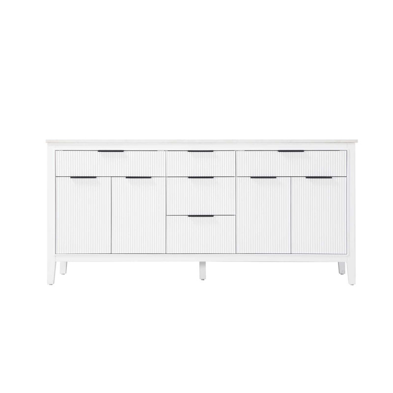 Meuble-lavabo double 72 po blanc, Blanc, 72"