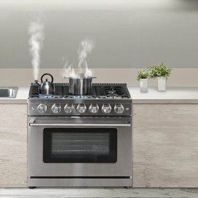36 in. 6.0 cu. ft. 6 Burners Freestanding Gas Range with Convection Fan and Storage Drawer