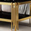Élégante table basse en verre trempé avec structure en acier inoxydable noir et doré et double couche durable facile à nettoyer-1278049232