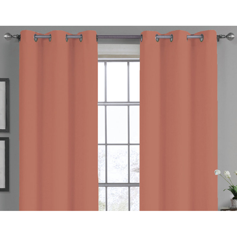 Panneau de rideau simple semi-transparent Simoes, Corail