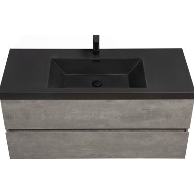 Meuble-lavabo flottant 48 po avec lavabo, rangement mural moderne