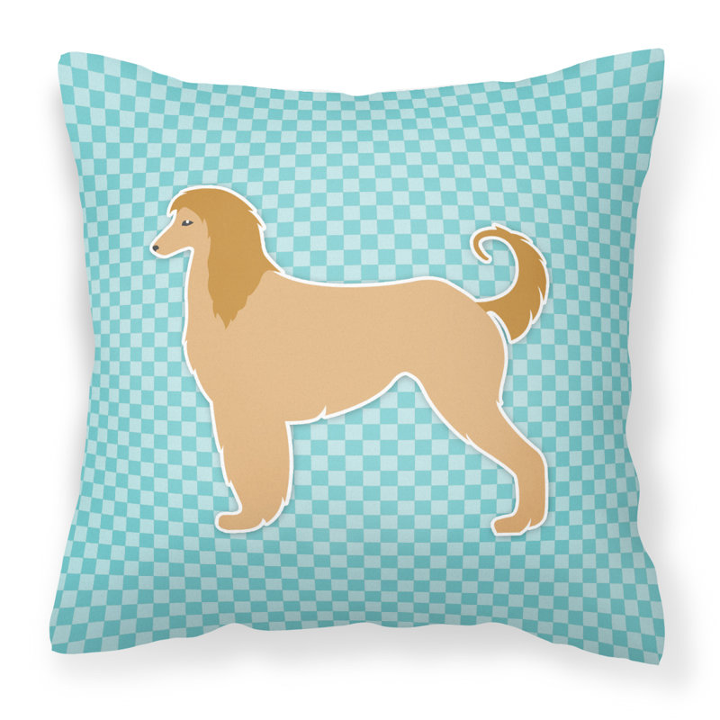 Coussin décoratif intérieur/extérieur carré afghan hound, Bleu, H 18 po x l 18 po x P 3 po