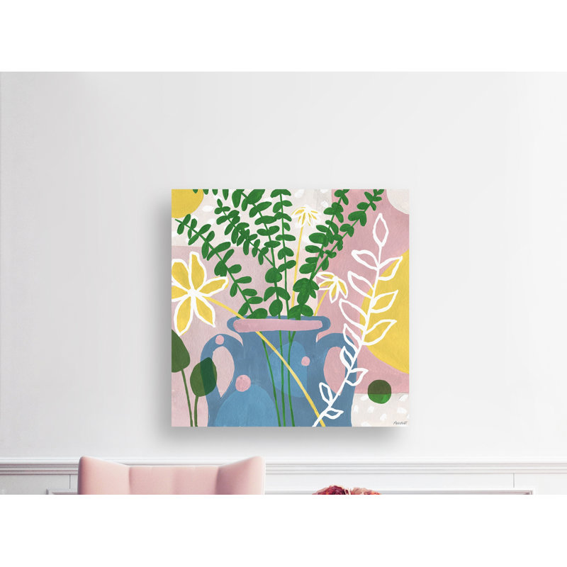 Reproduction d’art sur toile tendue à feuilles rondes, H 18 po x l 18 po x 1,5 po