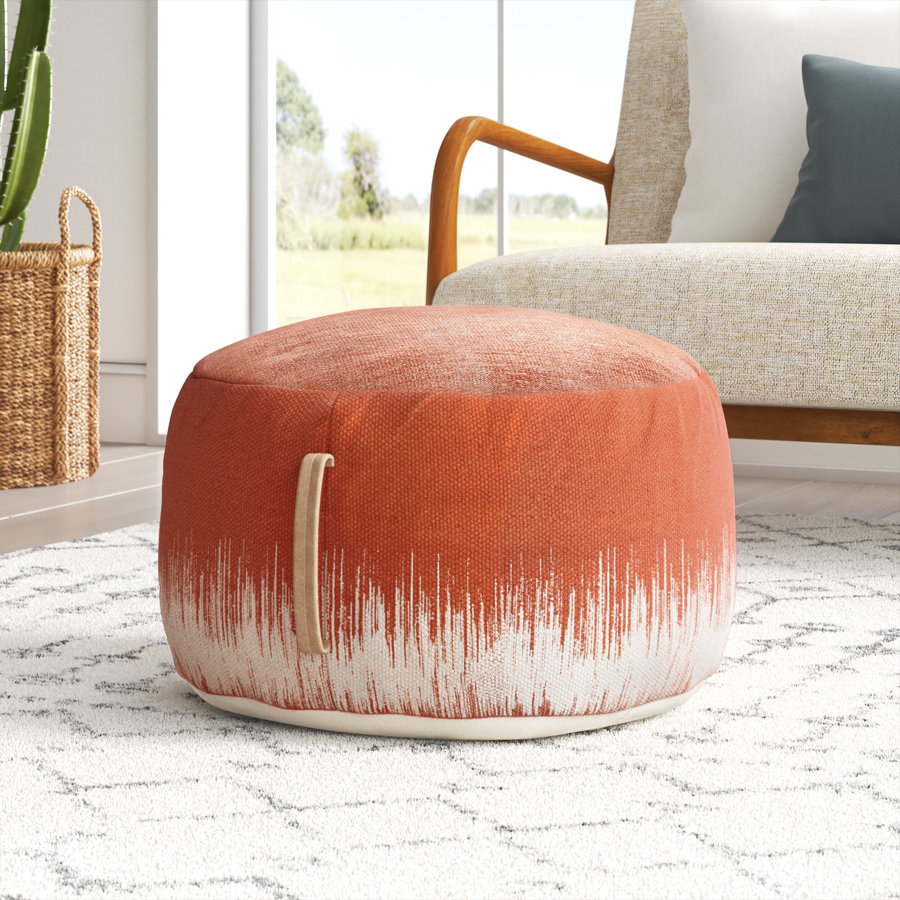 Denys 20" Wide Round Abstract Pouf Ottoman