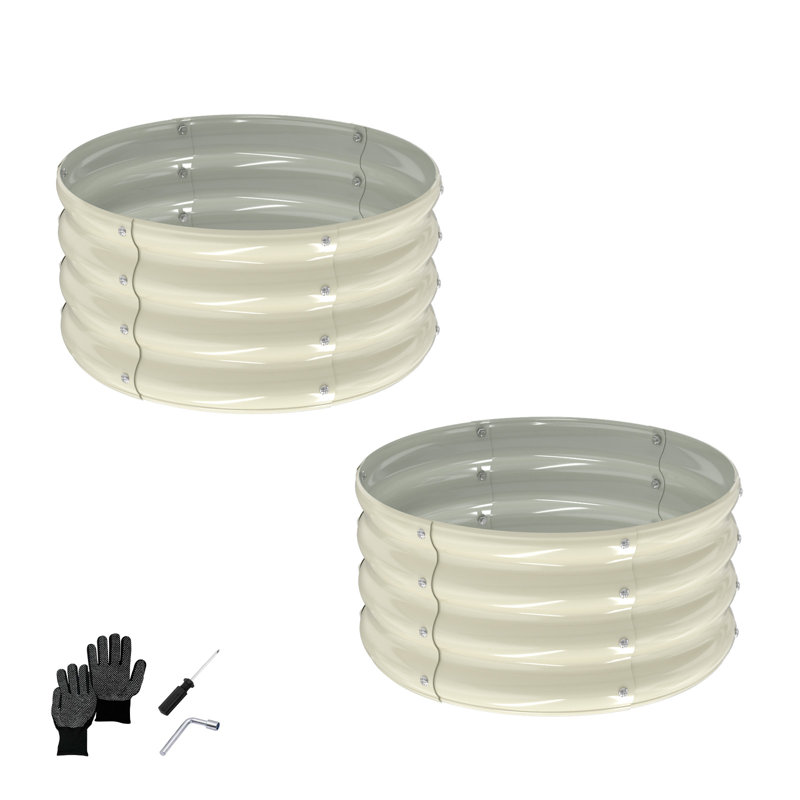 2PCS 2×2×1FT Interlocking Round Galvanized Steel Planting Beds
