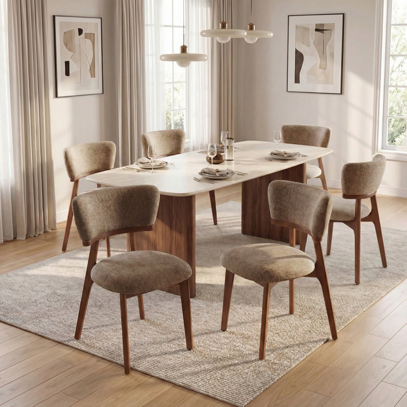 Chaise d'appoint rembourrée en bois massif, Brun