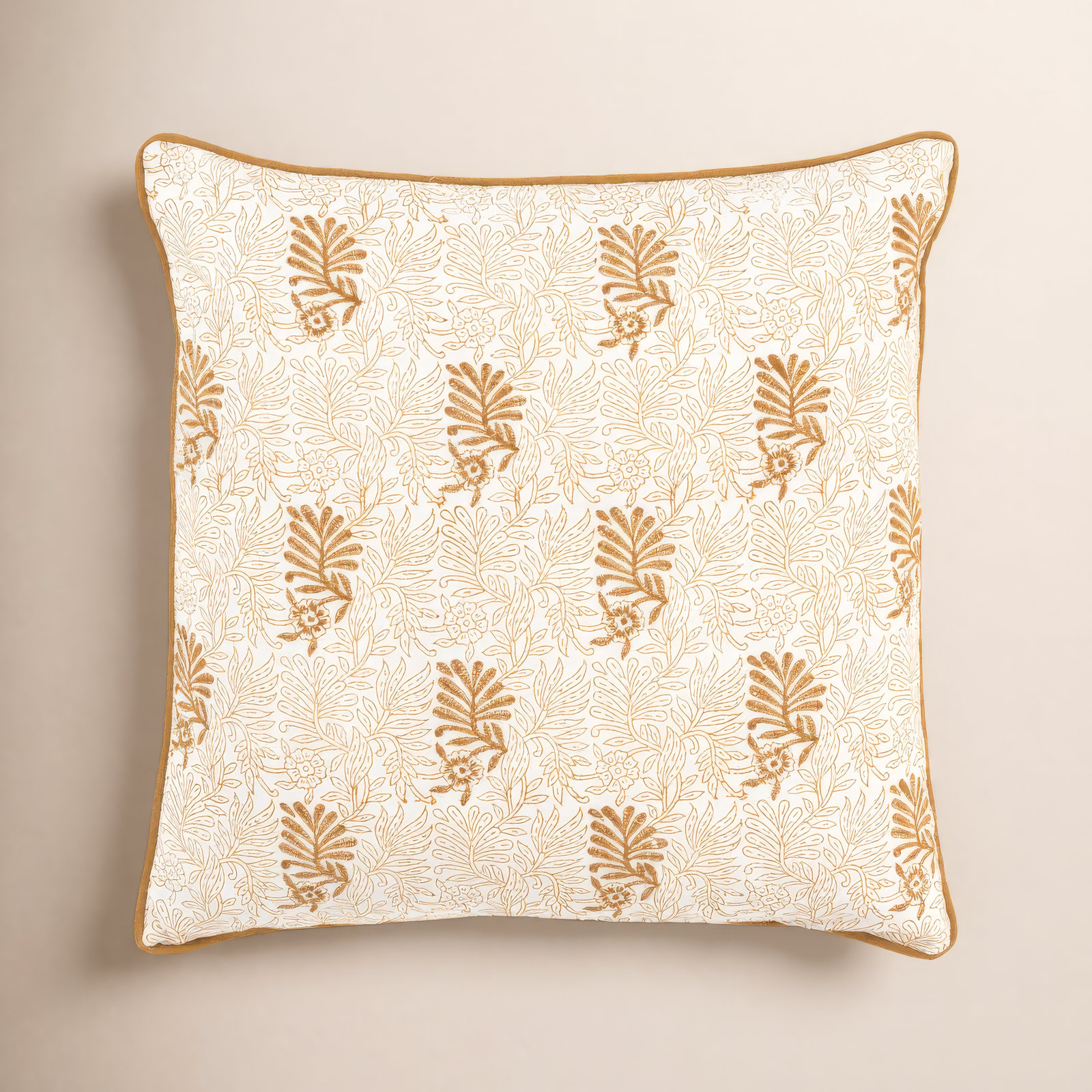 Betania 20" x 20" Embroidered Throw Pillow, Gold