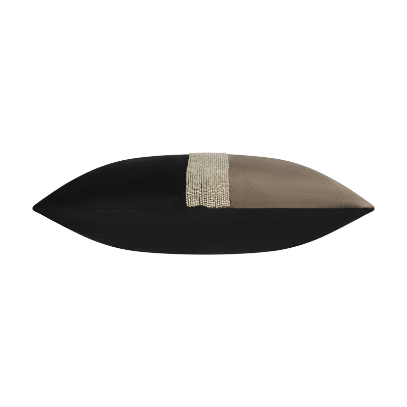 Striped Velvet Throw Pillow, Black
