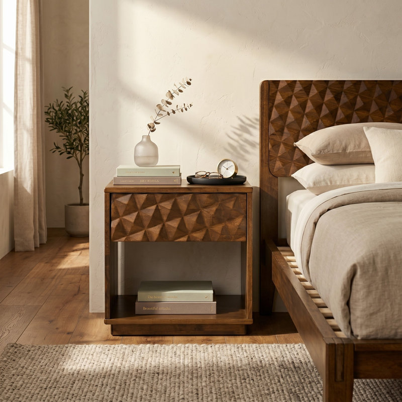  Table de chevet Sapa, Noyer foncé