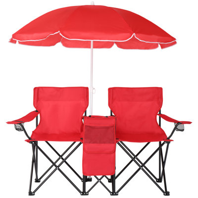 Portable Two Person Fishing Chair With Removable Umbrella by Arlmont & Co.