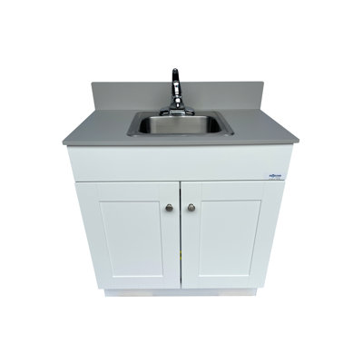Évier encastré à simple cuve - Armoire en bois BLANC: PSW-007M-W