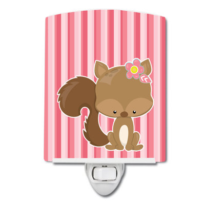 Squirrel with Flowers Ceramic Night Light