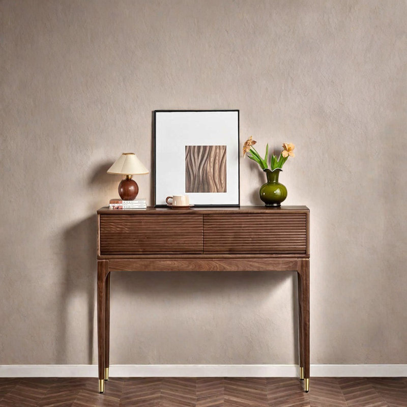 Console en noyer noir, H 35,4 po x l 43,3 po x P 12,6 po