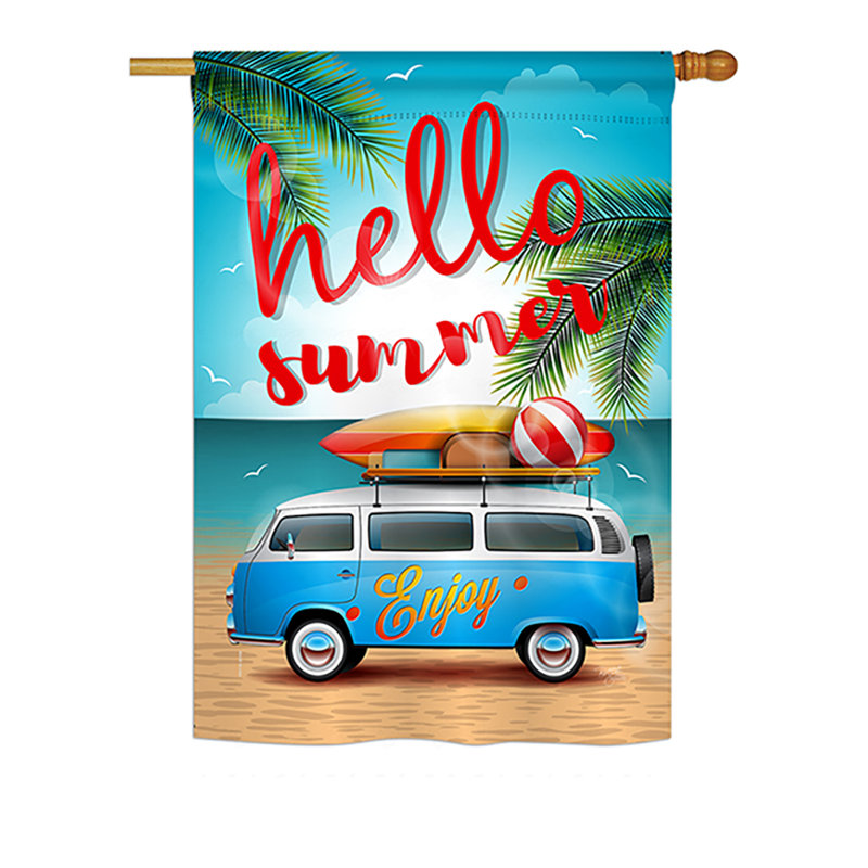 Drapeau de maison en polyester 40 x 28 po Randle Hello Summer