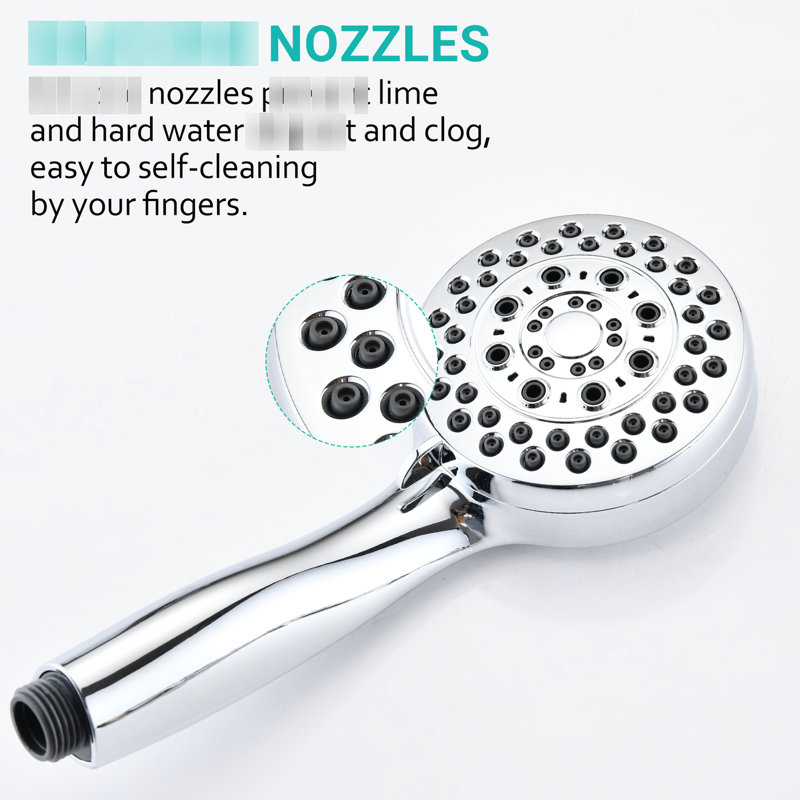 Handheld Shower With 5 Settings, High , Accent, Abs Made Head Mode Head, Trim,, SIlver