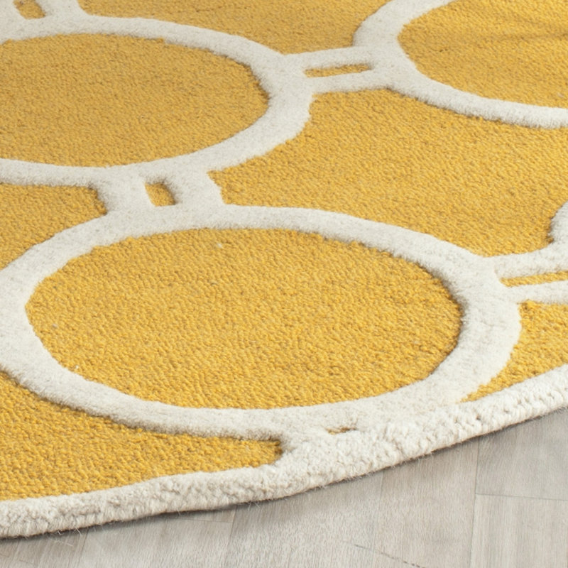 Sanyla Hand Tufted Wool Geometric Rug, Round 6'