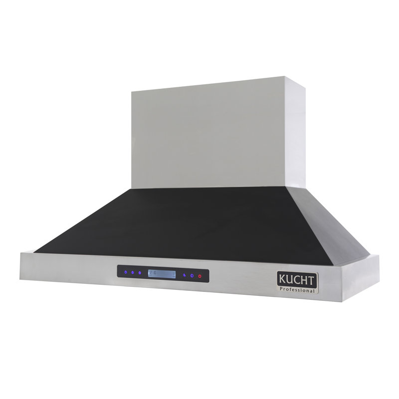 Kucht 48" W Stainless Steel Wall Range Hood, Black