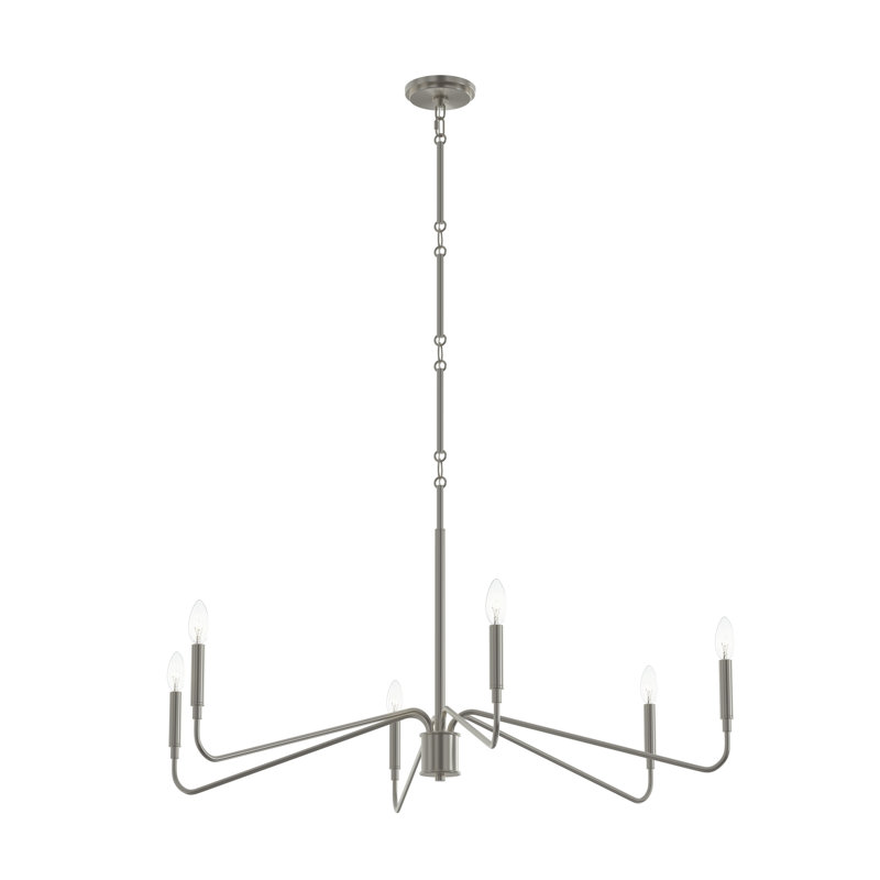 Pilar 6-Light Brushed Nickel Chandelier, Brushed Nickel