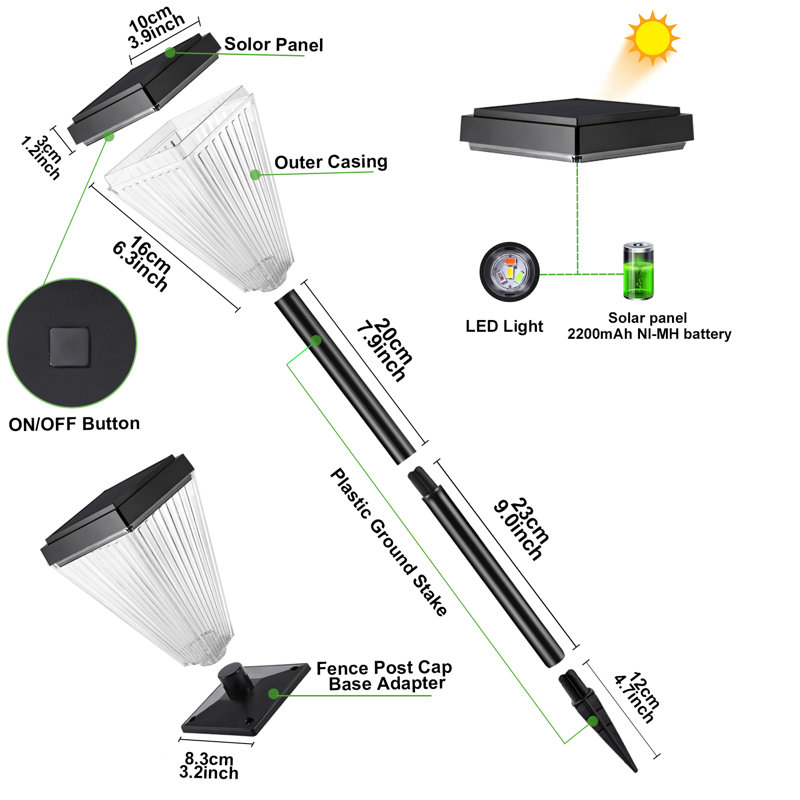 Huotian Solar Outdoor LED Garden Lights,Waterproof,Warm White OR Gradient Color(Set Of 2)