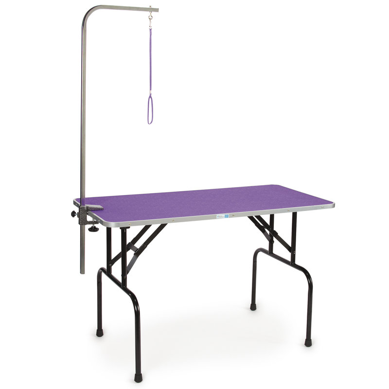 Purple Foldable Pet Grooming Table with Adjustable Leash Arm