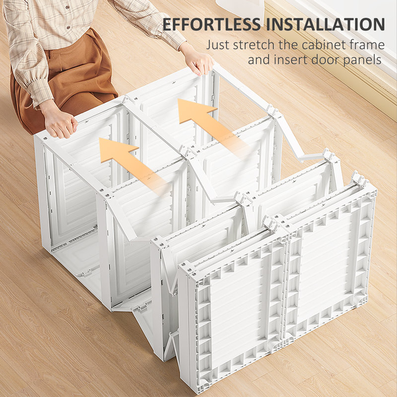 White Modular Portable Wardrobe Closet with Cube Compartments