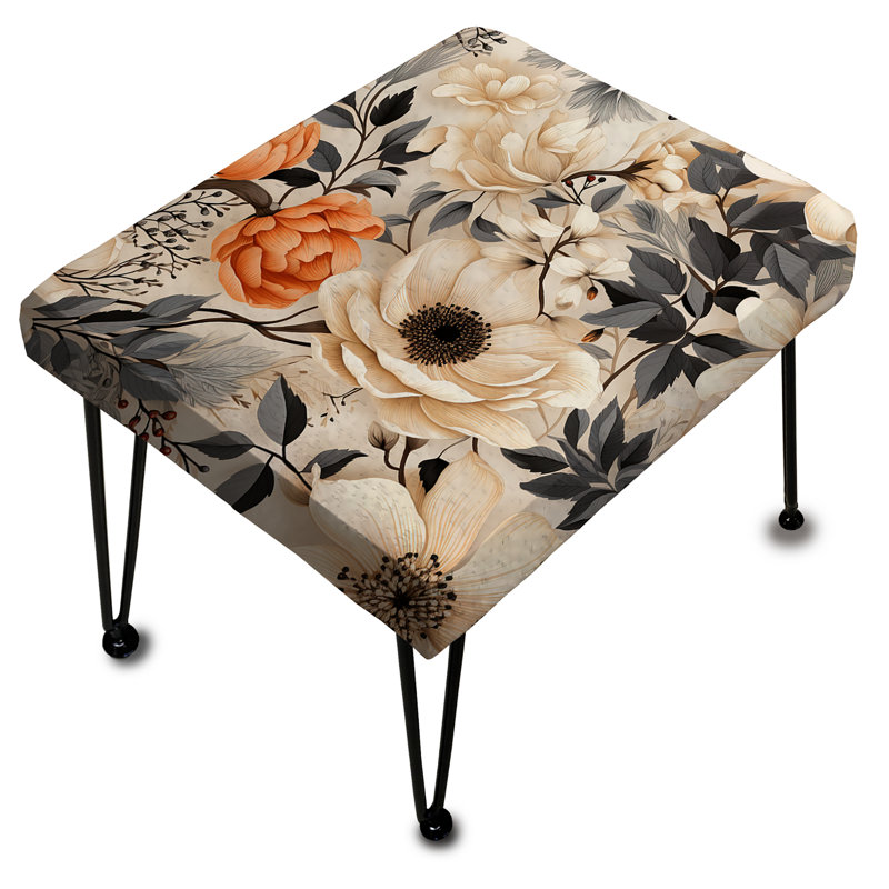 Winter White Cottage Botanical Garden - Floral Rectangle Ottoman