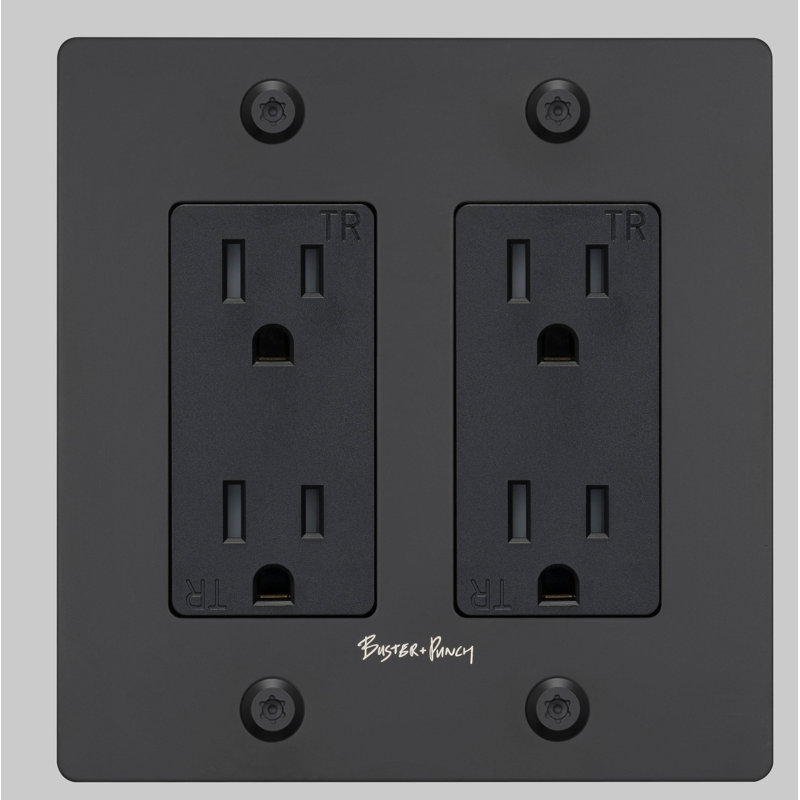 2G Duplex Outlet / Linear / With Logo, Black