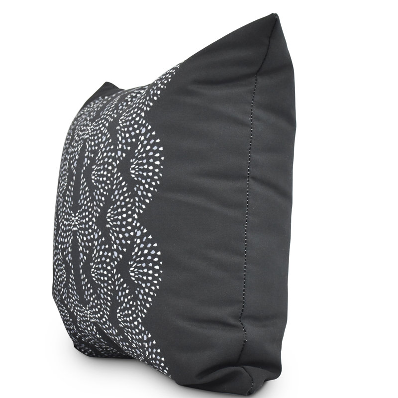 Fickle Florals Geometric Indoor/Outdoor Reversible Throw Pillow, Black, 16" x 16"
