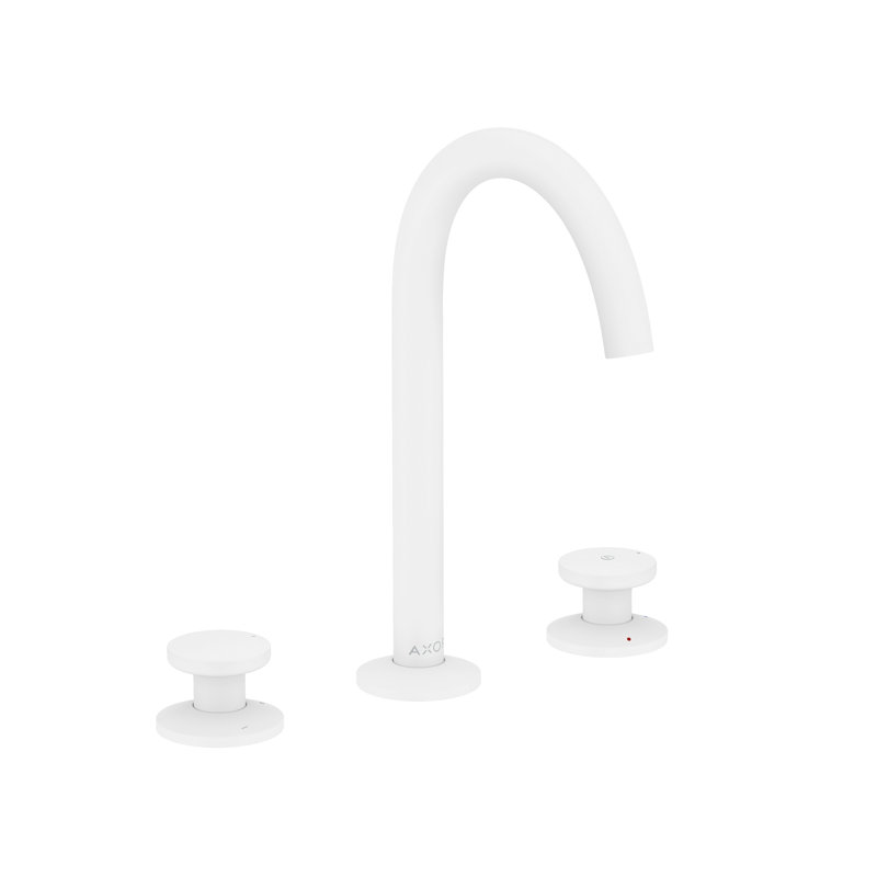 Widespread Bathroom Faucet, Knob, Matte White