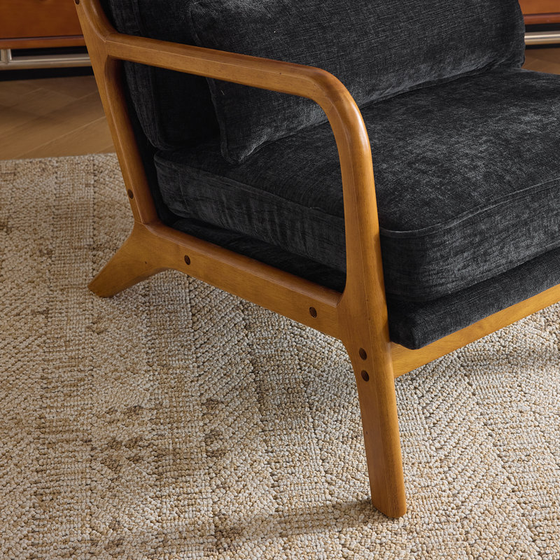 Fauteuil en chenille Mid-Century, Noir