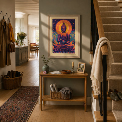 Buddha in Gold and Purple Vintage - Framed Print