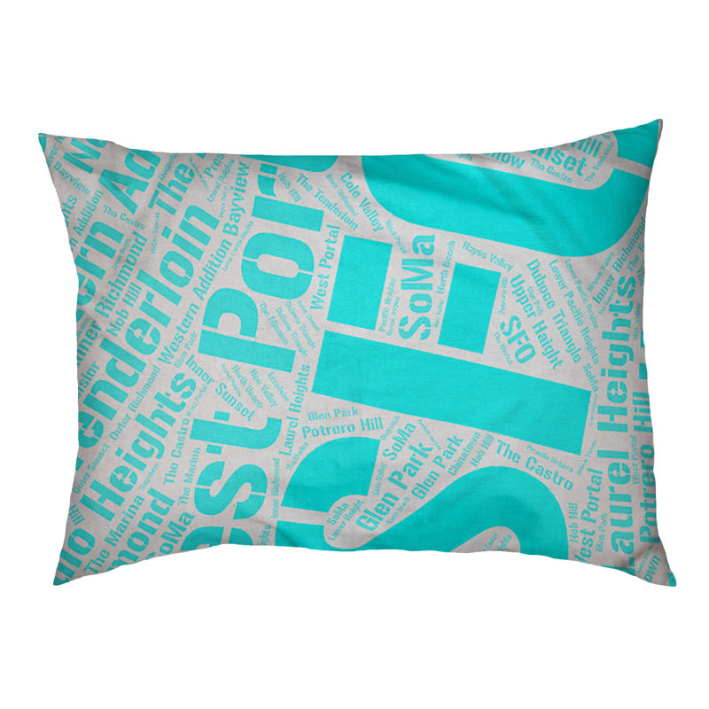 Coussin de chien « districts », Moyen (H 9,5 po x l 28 po x P 18 po), Cyan, Austin