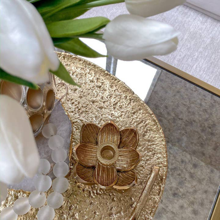 Gold Flower Tea Light Holder