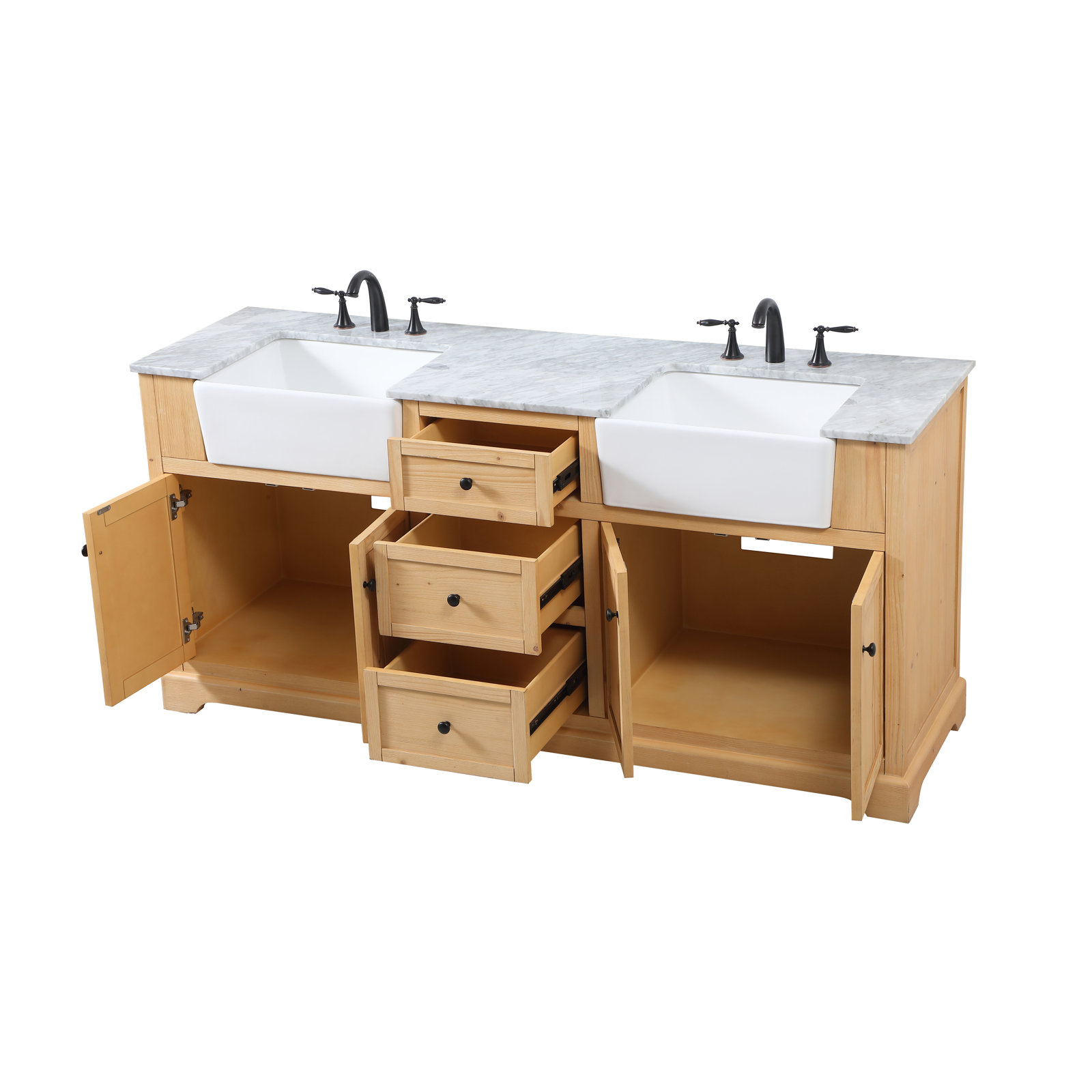 Pardue 72'' Double Bathroom Vanity, Natural Wood