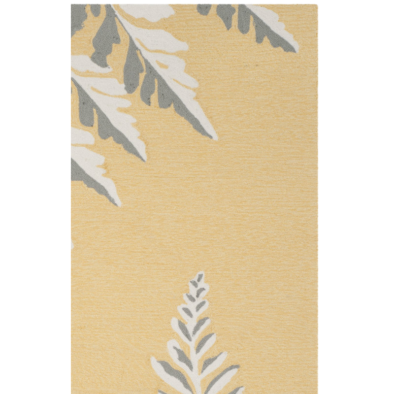 Tapis jaune / gris crocheté à la main à motif floral, Rectangle 5 pi x 8 pi